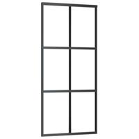 VidaXL Schuifdeur 90x205 cm esg-glas en aluminium zwart - thumbnail