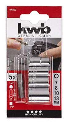 kwb 105000 Dopsleutelinzetstuk 7 mm, 8 mm, 10 mm, 13 mm Aandrijving 1/4 (6.3 mm) 5 stuk(s)