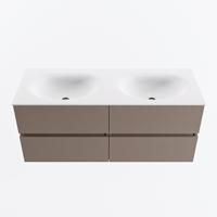 MONDIAZ VICA 120cm badmeubel onderkast Smoke 4 lades. Wastafel MOON dubbel 2 kraangaten, kleur Talc. - thumbnail