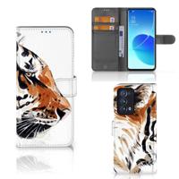 Hoesje OPPO Reno 6 Pro Plus 5G Watercolor Tiger | Portemonnee hoesje - thumbnail