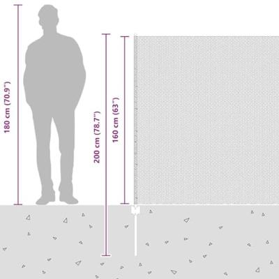 VidaXL Hek met paal grijs 1,6 x 25 m staal en pvc