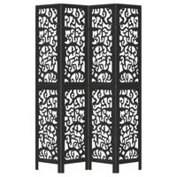 Kamerscherm met 4 panelen massief paulowniahout zwart - thumbnail