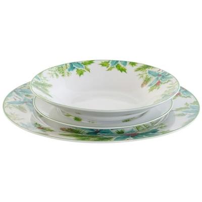 Serviesset DKD Home Decor Wit Groen Porselein Blad van een plant Kerstmis 27 x 27 x 2 cm 18 Onderdelen
