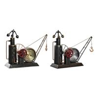 Tafelklok DKD Home Decor Gouden Zilverkleurig Ijzer Vintage 40,5 x 15 x 32,5 cm (2 Stuks) - thumbnail