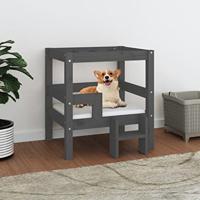 VidaXL Hondenmand 55,5x53,5x60 cm massief grenenhout grijs - thumbnail
