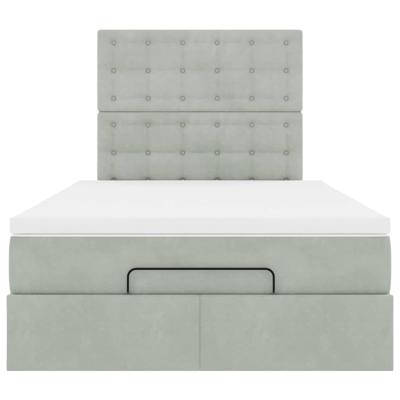 Ottoman bed met matrassen en LED's 140x200cm fluweel lichtgrijs
