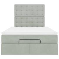 Ottoman bed met matrassen en LED's 80x200cm fluweel lichtgrijs - thumbnail