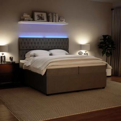 Boxspring met matras fluweel lichtgrijs 200x200 cm