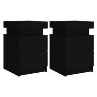 Nachtkastjes met LED-verlichting 2 st 35x39x55 cm zwart - thumbnail