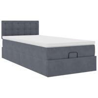 Ottoman bed met matras 90x200cm fluweel donkergrijs - thumbnail