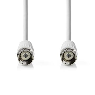 Nedis Satelliet- en Antennekabel | F-Male | F-Male | Vernikkeld | 75 Ohm | Dubbel Afgeschermd | 10.0 m | Rond | PVC | Wit | Label - CSGL41000WT100
