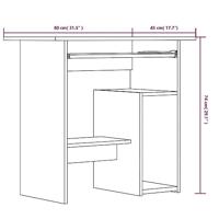 Bureau 80x45x74 cm bewerkt hout gerookt eikenkleurig - thumbnail