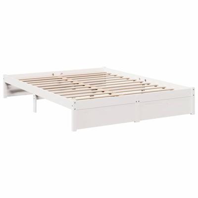 Bed met boekenkast zonder matras grenenhout wit 150x200 cm - thumbnail
