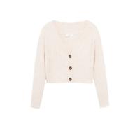 Mango gebreid vest met textuur ecru - thumbnail