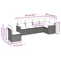 7-delige Loungeset met kussens poly rattan grijs - thumbnail