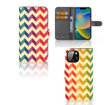 Apple iPhone 14 | Telefoon Hoesje | Zigzag Multi Color | Portemonnee hoesje Apple iPhone 14 | Telefoon Hoesje | Zigzag Multi Color | Portemonnee hoesje
