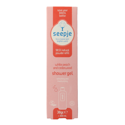 Seepje Showergel white peach and cedarwood navulling 38 Gram
