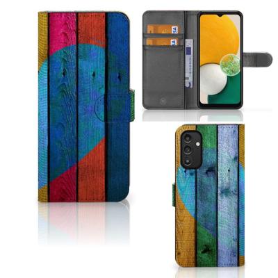 Samsung Galaxy A14 4G | Book Style Case | Wood Heart - Cadeau voor je Vriend Samsung Galaxy A14 4G | Book Style Case | Wood Heart - Cadeau voor je Vriend