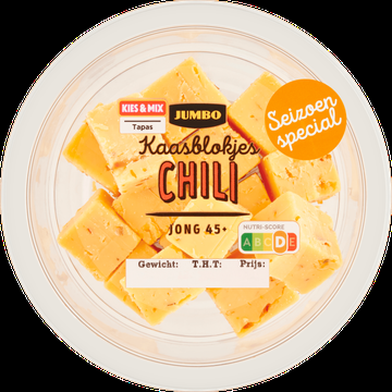 Jumbo Kaasblokjes Chili Jong 45+ 100 g Jumbo Kaasblokjes Chili Jong 45+ 100 g