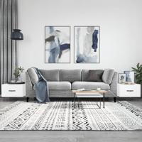 Salontafels 2 st 50x50x40 cm bewerkt hout wit - thumbnail