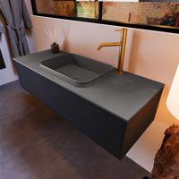 Badkamermeubelset Mondiaz Erin 120 cm met 1 Lade met RIDGE Wastafel Midden Dark grey met 1 kraangat Greeploos Mat Urban - thumbnail