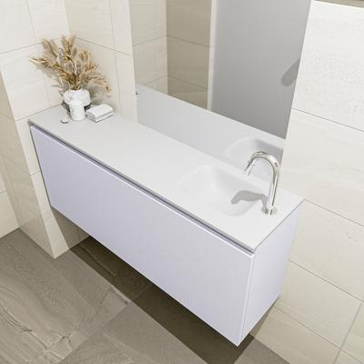 MONDIAZ OLAN 120cm toiletmeubel cale. LEX wastafel talc rechts 1 kraangat