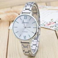 2 stks vrouwen grote Dial RVS fijne riem quartz horloge (zilver) - thumbnail