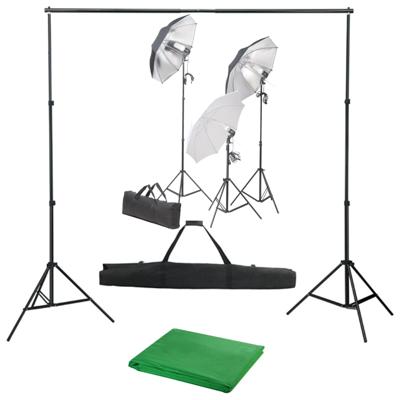 Fotostudioset met verlichtingsset en achtergrond