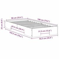 Bedframe met opslag Bruin 90 x 190 cm Massief grenenhout - thumbnail
