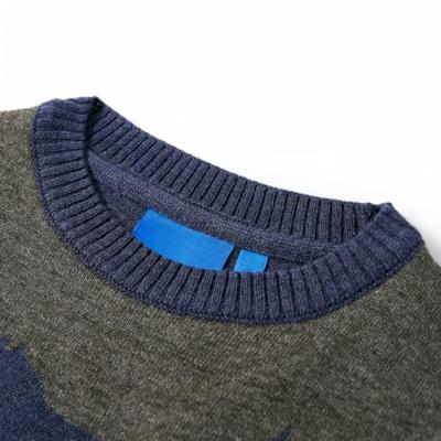 Kindertrui gebreid 128 marineblauw - thumbnail