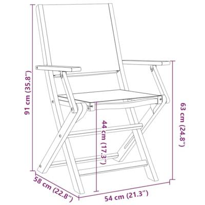 Tuinstoelen 2 st massief acaciahout en stof blauw en wit - thumbnail