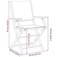 Tuinstoelen 2 st massief acaciahout en stof blauw en wit - thumbnail