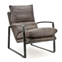 Eleonora Leren Fauteuil 'Lex' kleur donkerbruin leder - thumbnail