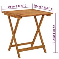 Tuintafel inklapbaar 70x70x75 cm massief acaciahout - thumbnail