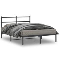 Bedframe met hoofdbord metaal zwart 140x200 cm - thumbnail