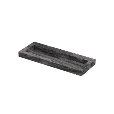 INK Pitch Wastafel keramische slab centraal met drain en front en side skirts zonder kraangat 120x45x9 Venice brown glossy