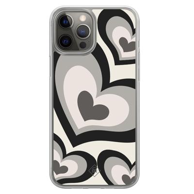 iPhone 12 (Pro) hybride hoesje - Hart swirl zwart iPhone 12 (Pro) hybride hoesje - Hart swirl zwart