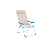 Marbueno Vouwstoel 5 Posities Aluminium met Beige/Blauw Kussen Strand en Zwembad 69X58X109 cm 10175 - thumbnail