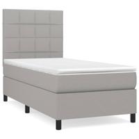 Boxspring met matras stof lichtgrijs 90x200 cm - thumbnail