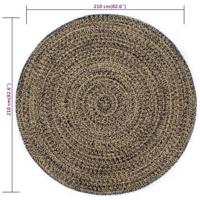 Vloerkleed handgemaakt 210 cm jute zwart en bruin - thumbnail