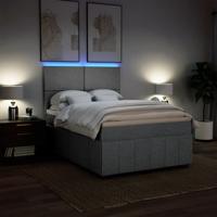 Boxspring met matras stof lichtgrijs 160x200 cm - thumbnail
