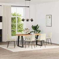 Eetkamerstoelen 6 st fluweel crèmekleurig - thumbnail