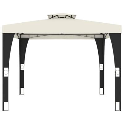 Prieel met dubbel dak 2,98x2,98 m staal crmekleurig