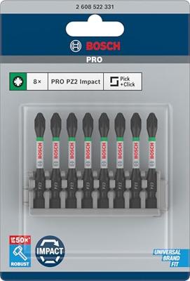 Bosch Accessories 2608522331 2608522331 Kruis-bit Aandrijving: 1/4 (6,3 mm) Uitvoering: Kruiskop Pozidriv PZ 2 50 mm