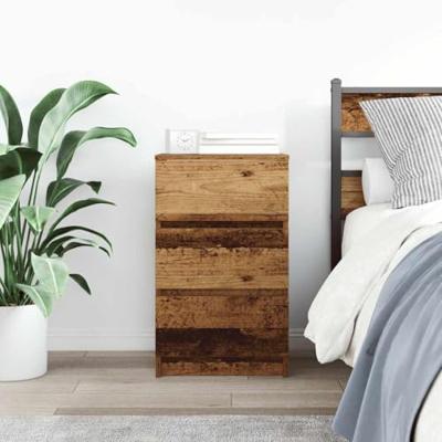 Nachtkastje met 3 lades 39x35x65 cm oud hout