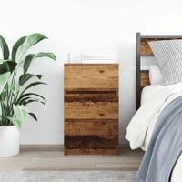 Nachtkastje met 3 lades 39x35x65 cm oud hout - thumbnail