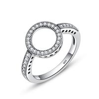 2 PC'S echte 925 sterling zilver gelukkige cirkel Diamond halo ringen ring grootte: 9 (wit) - thumbnail