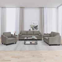 3-delige Loungeset met kussens stof taupe - thumbnail