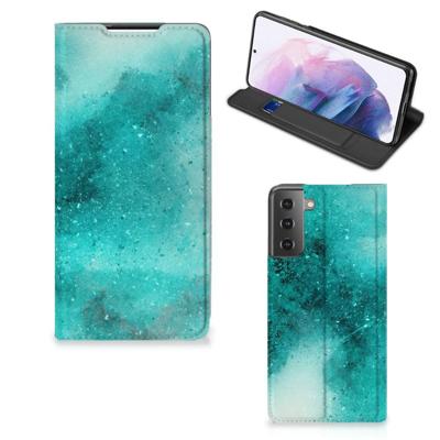 Bookcase Samsung Galaxy S21 Plus Painting Blue Bookcase Samsung Galaxy S21 Plus Painting Blue