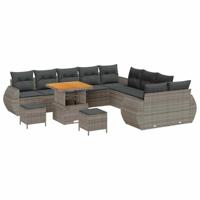 Tuinbankenset 13 pcs Grijs poly rattan - thumbnail